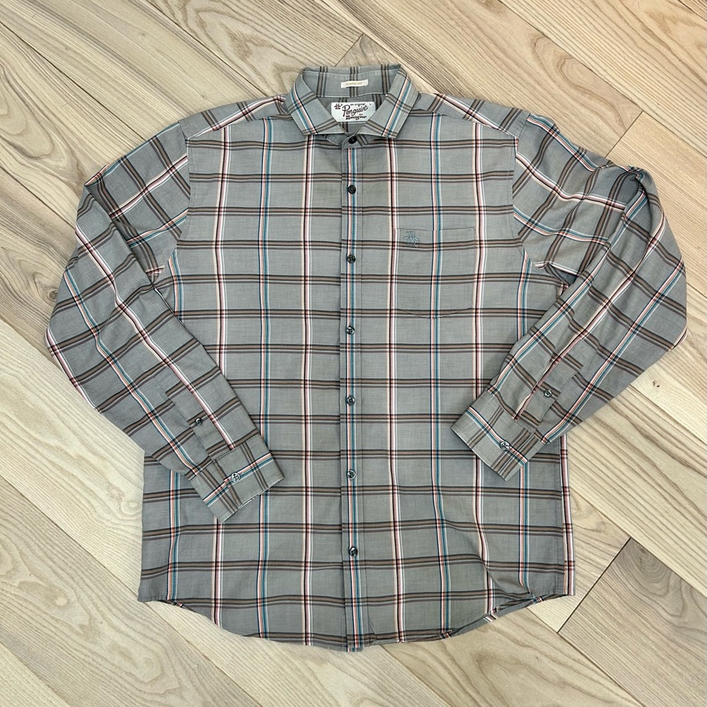 Penguin by Munsingwear Classic Fit Plaid Long Sleeve Shirt Men’s Size Large